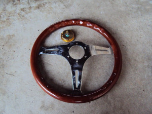 HKB TOM'S Woodgrain Chrome Steering Wheel 350mm  